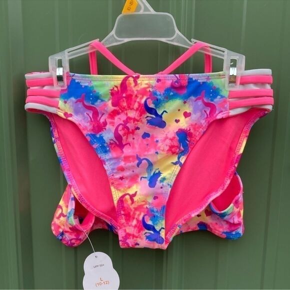 Girls Mermaid Bikini & Unicorn Tankini Swimsuit Bathing Suit 2-Pack Size XL - Picture 3 of 5